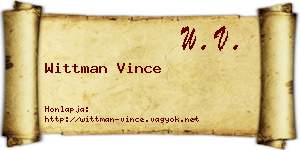 Wittman Vince névjegykártya